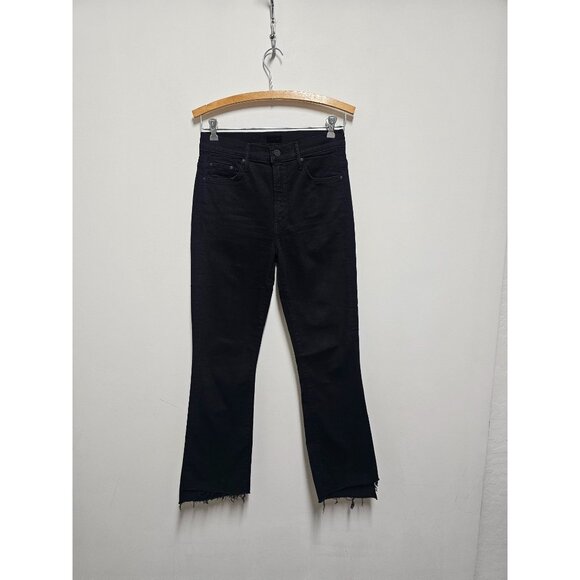 Mother The Mid Rise Dazzler Ankle Fray Jeans in Holding Hands Dark Denim Size 32